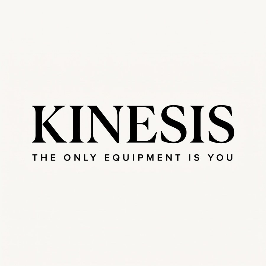 The same Kinesis wordmark and tagline with the horizontal rule removed, leaving plain serif capitals.